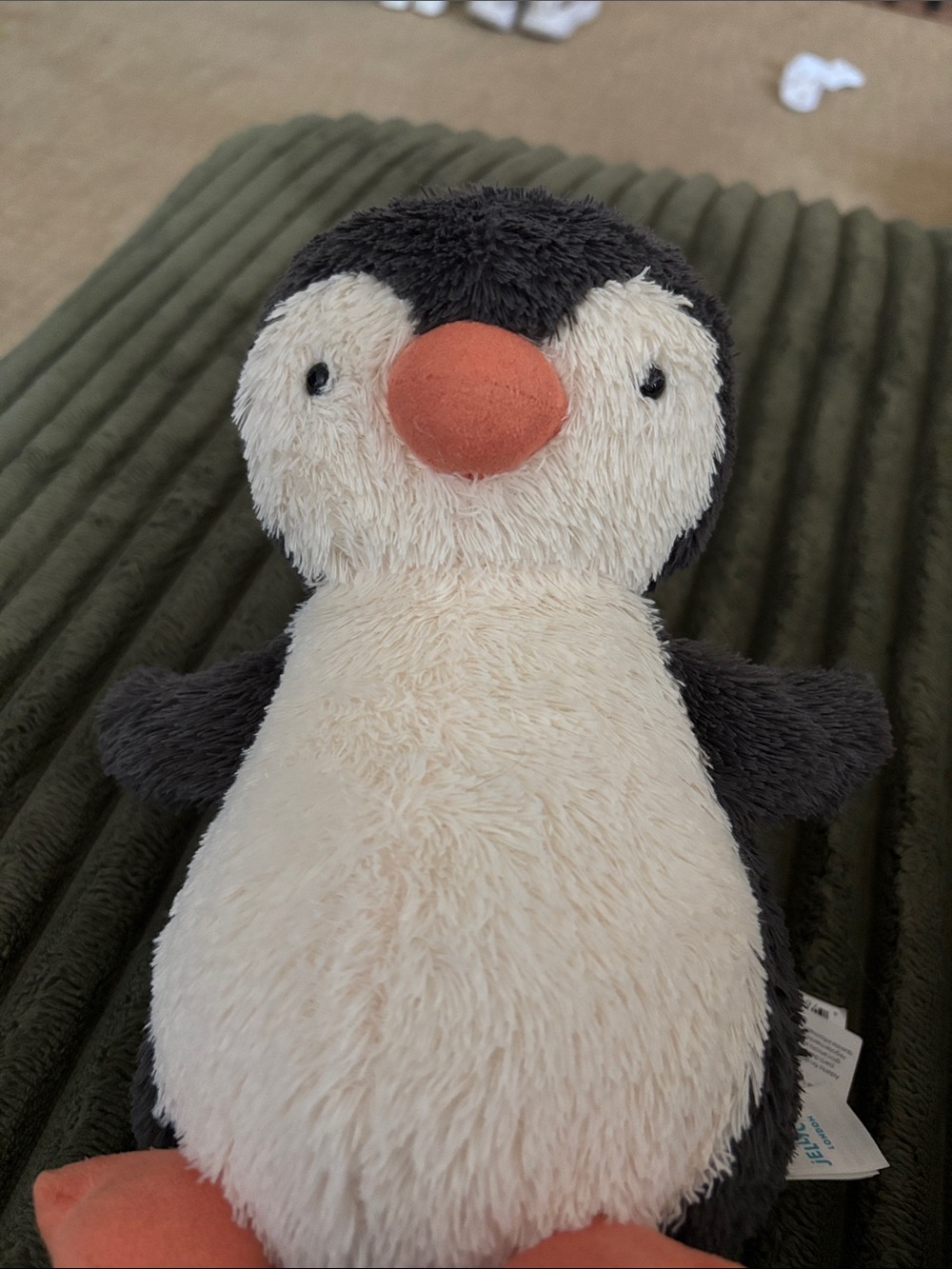 Jellycat Plush Penguin Toy in Black, White & Orange